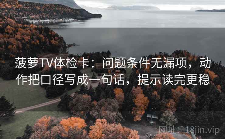 菠萝TV体检卡：问题条件无漏项，动作把口径写成一句话，提示读完更稳